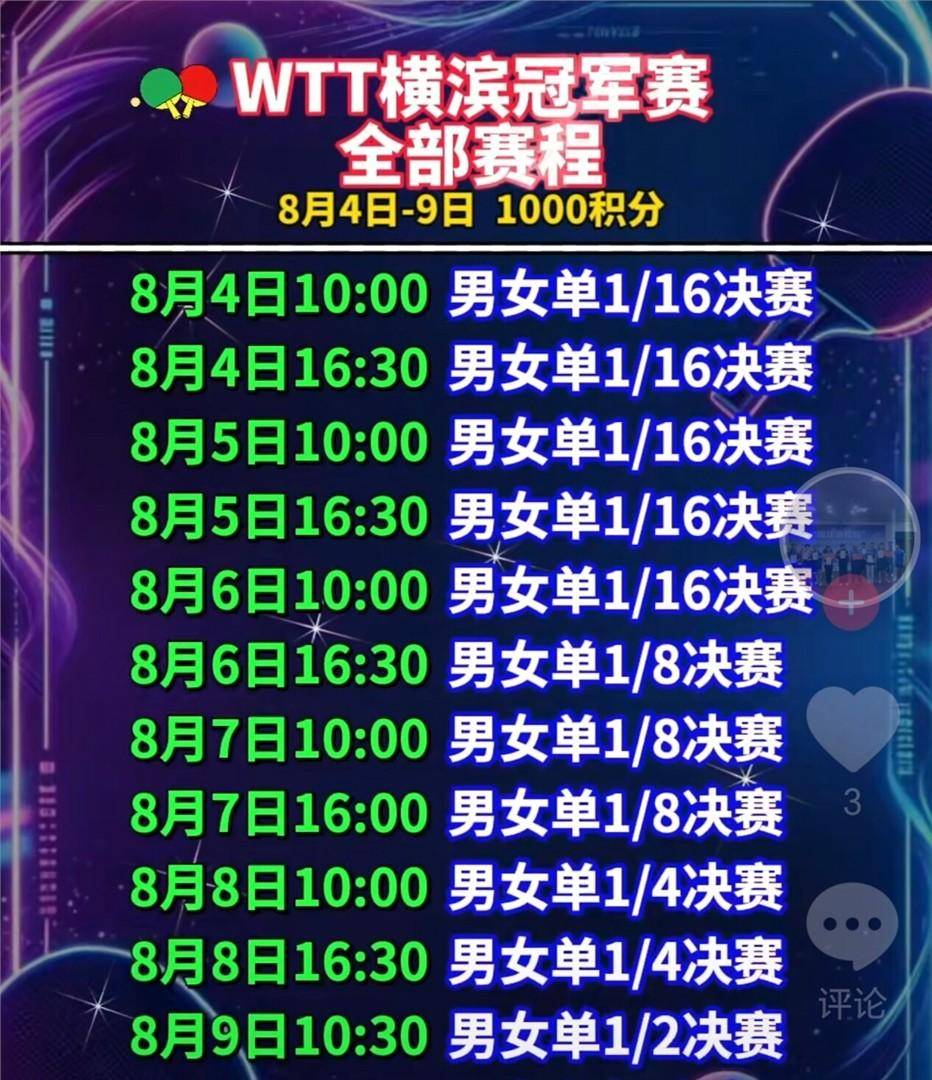 4月17日乒乓球wtt澳门冠军赛赛程