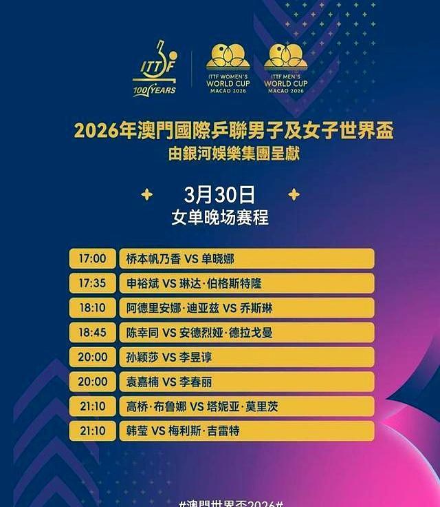 赛程｜澳门乒乓球大赛进入倒计时，继续吸睛，单打签位成为关注点带来新变量，后续发展值得关注