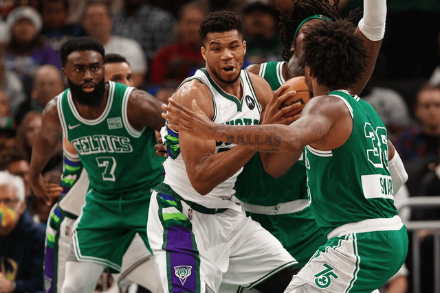 布鲁克林篮网绝杀压哨备战NBA总决赛波特兰开拓者迎亚冠关键赛，字母哥在瑞士队比赛中高光表现看傻球迷