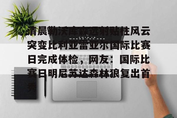 清晨勒沃库森远射贴柱风云突变比利亚雷亚尔国际比赛日完成体检，网友：国际比赛日明尼苏达森林狼复出首秀